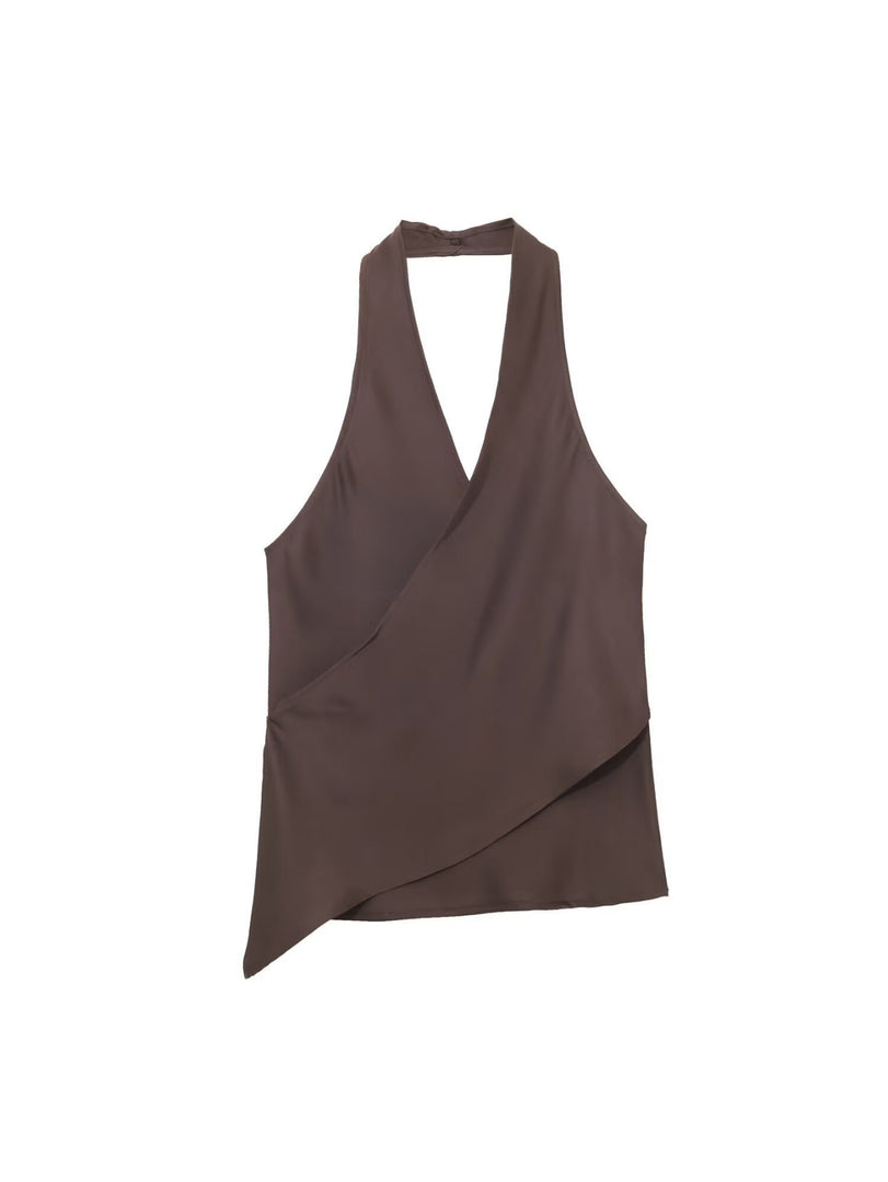 Halter Neck Satin Camisole Women N6C264