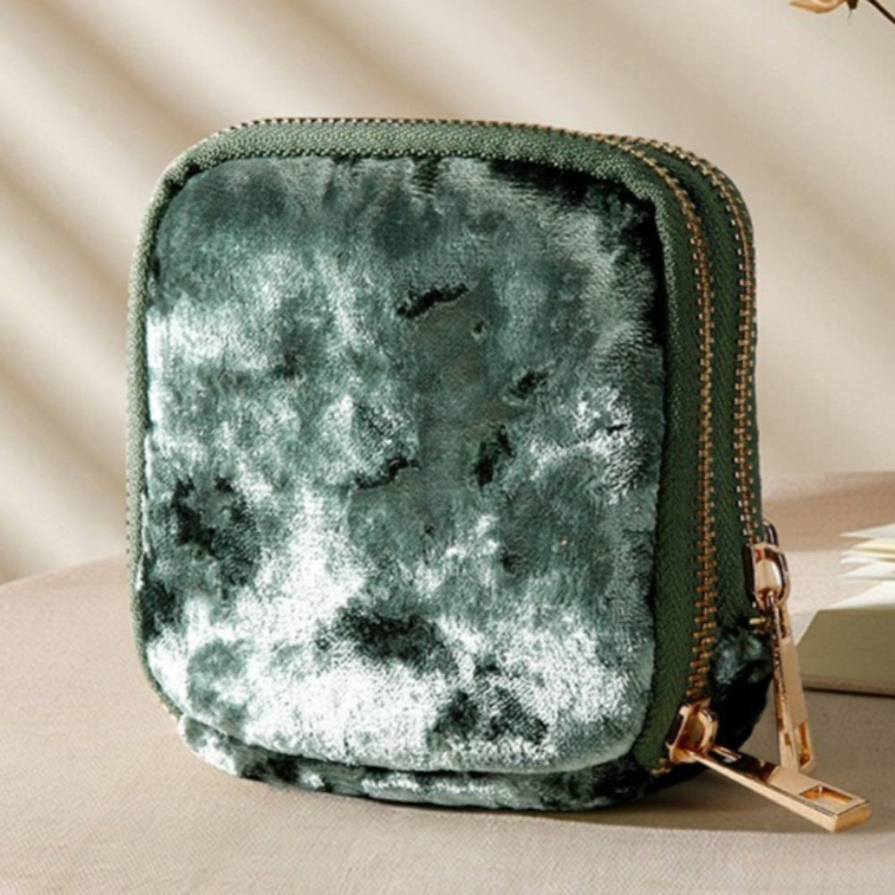 Ombre Tassel Velvet Jewelry Pouch with Double Layer N6E076
