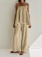 Load image into Gallery viewer, Sexy Ruffle Tank Top and Wide Leg Pants Set Women N6D089