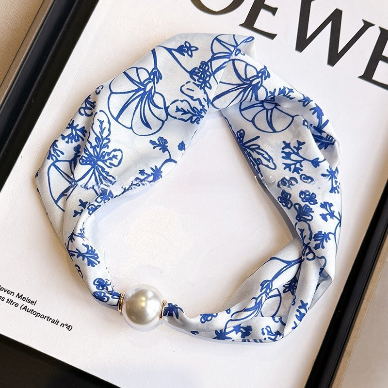 Womens Pearl Magnetic Clasp Slim Scarf N6K257