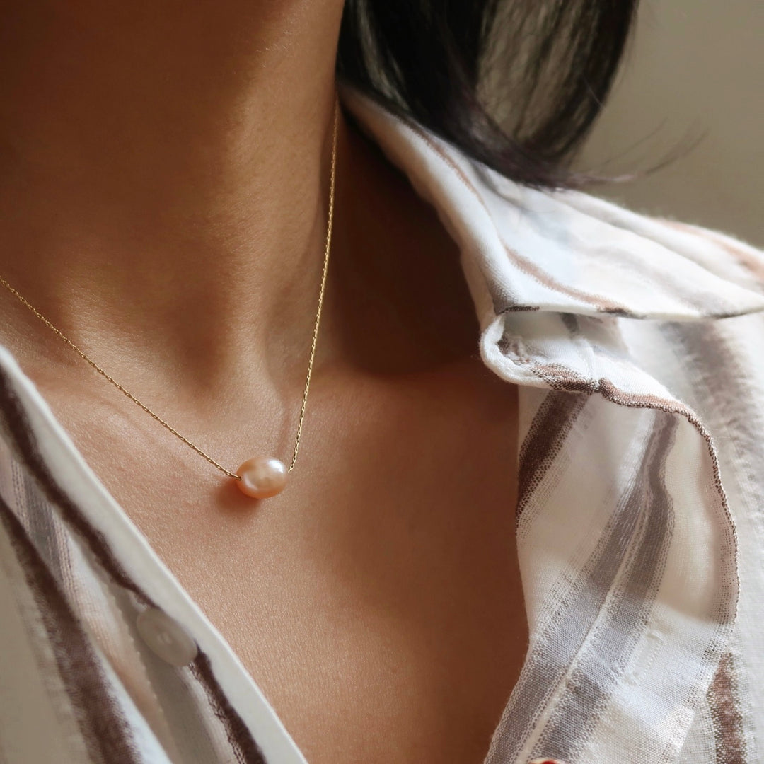 Baroque Freshwater Pearl Choker Titanium Steel N6H171