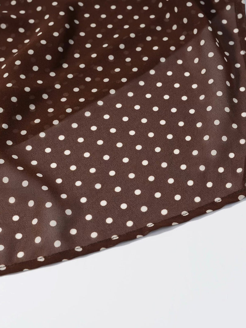 Polka Dot Halter Chiffon Top Pleated Pants Set N6F259
