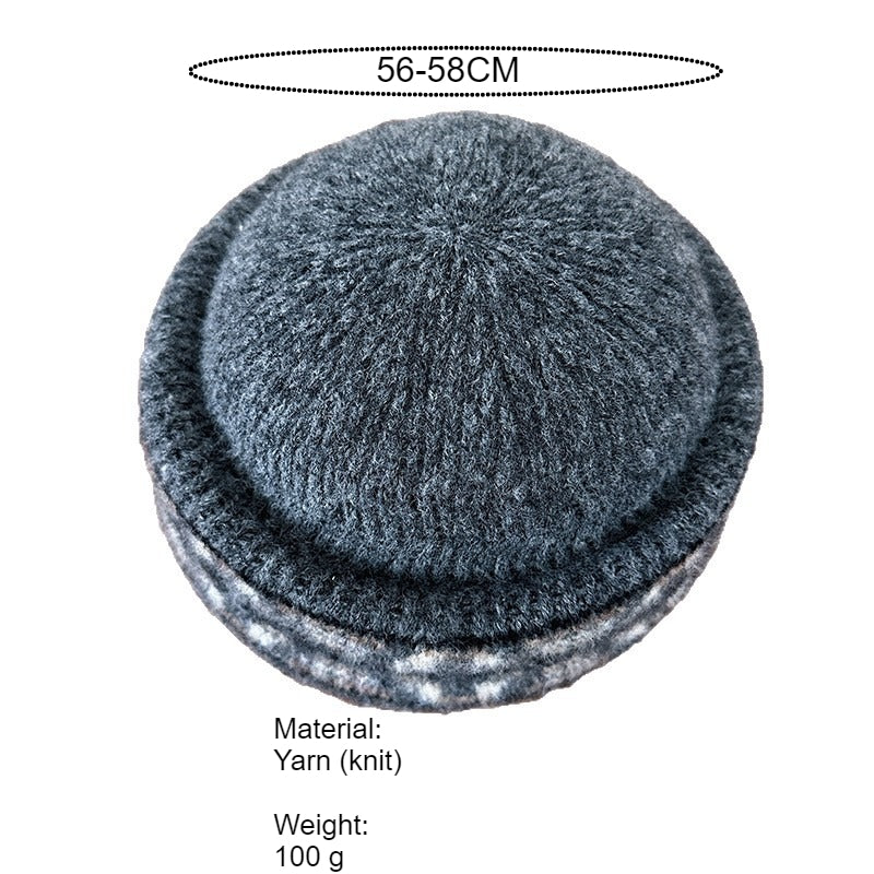 Fair Isle Jacquard Knit Pillbox Hat Women N6G212
