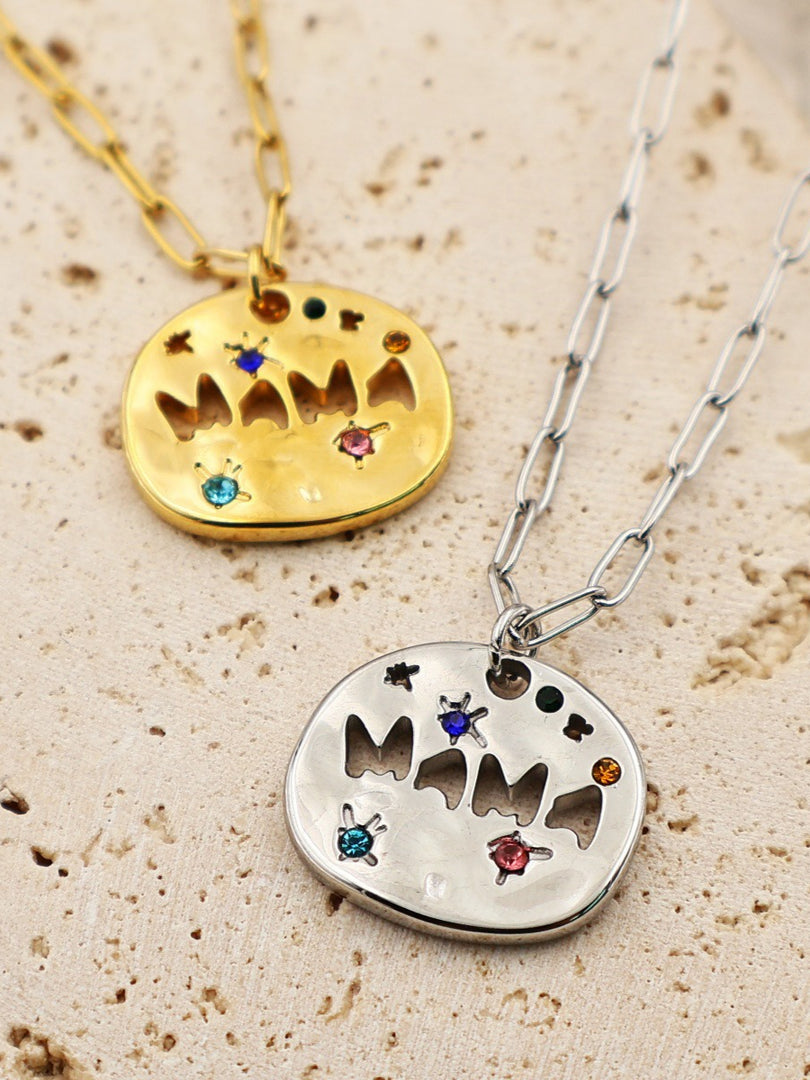 MAMA Tarot Circle Pendant 18K Gold Plated Necklace N6D534