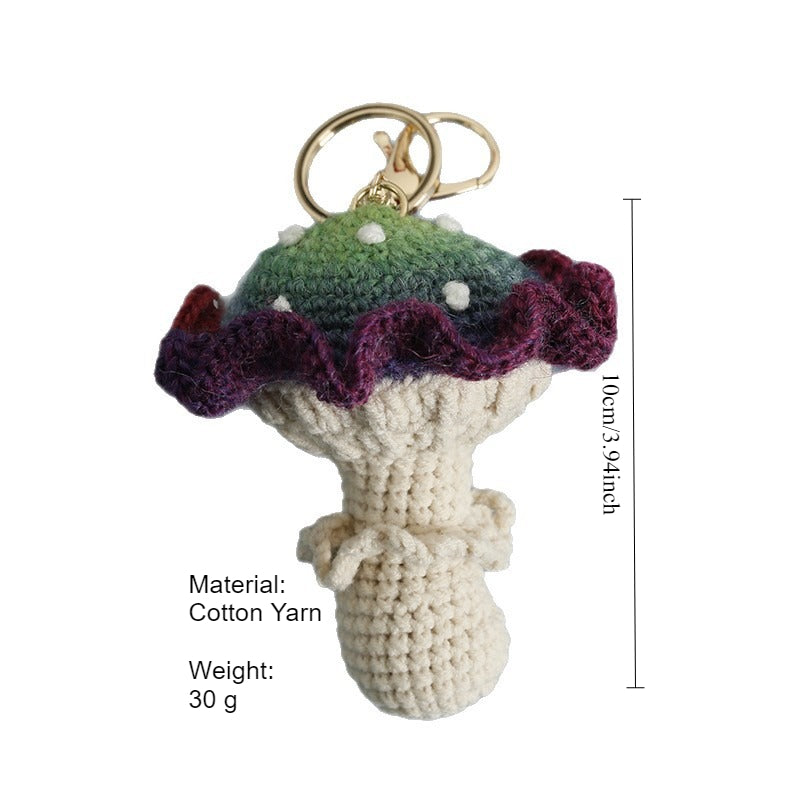 Hand Crochet Mushroom Keychain Cotton Yarn Charm N6G042