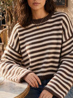 Load image into Gallery viewer, Color Block Stripe Knit Pullover Round Neck Retro N6G139