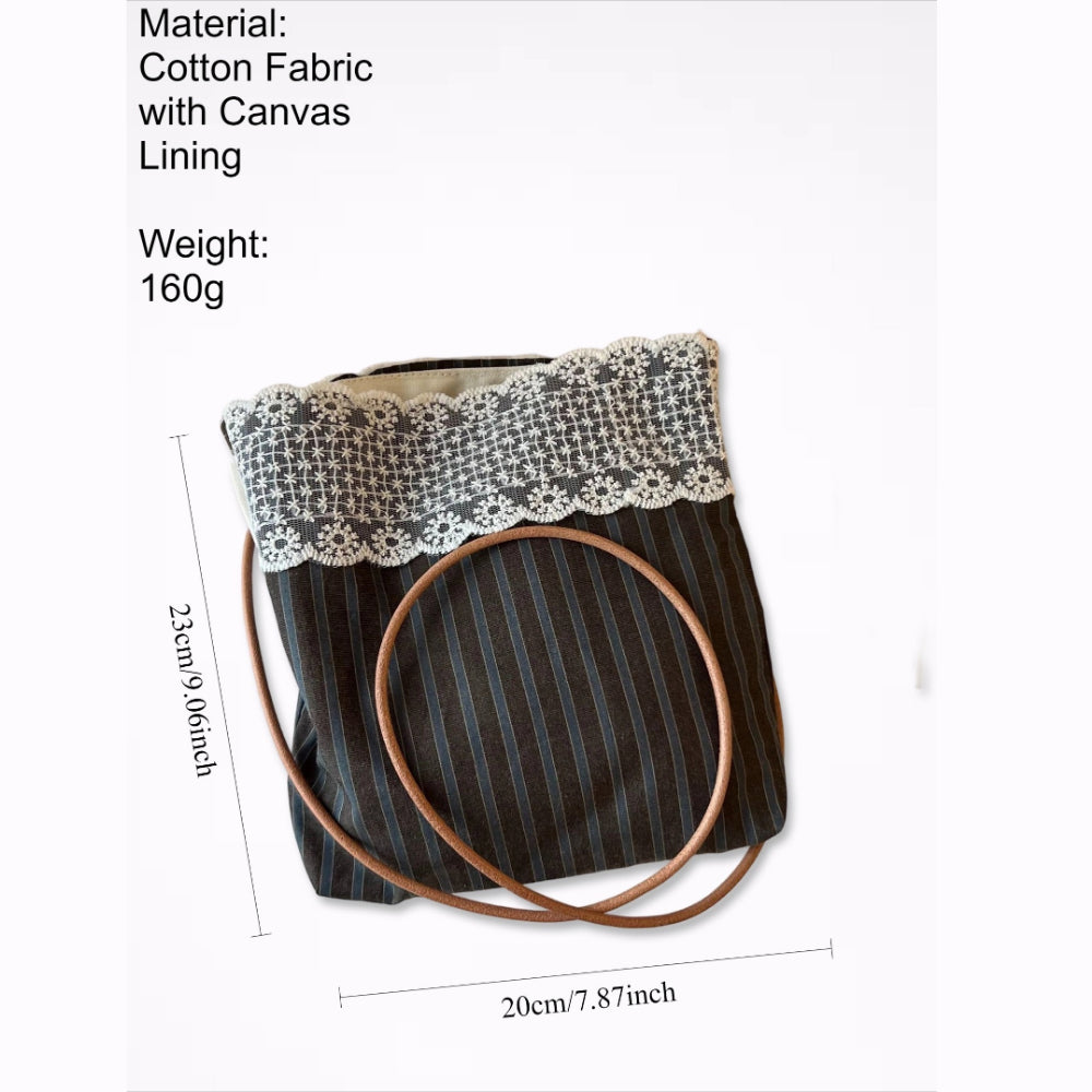 Vintage Plaid Crossbody Phone Bag with Lace Trim N6E038