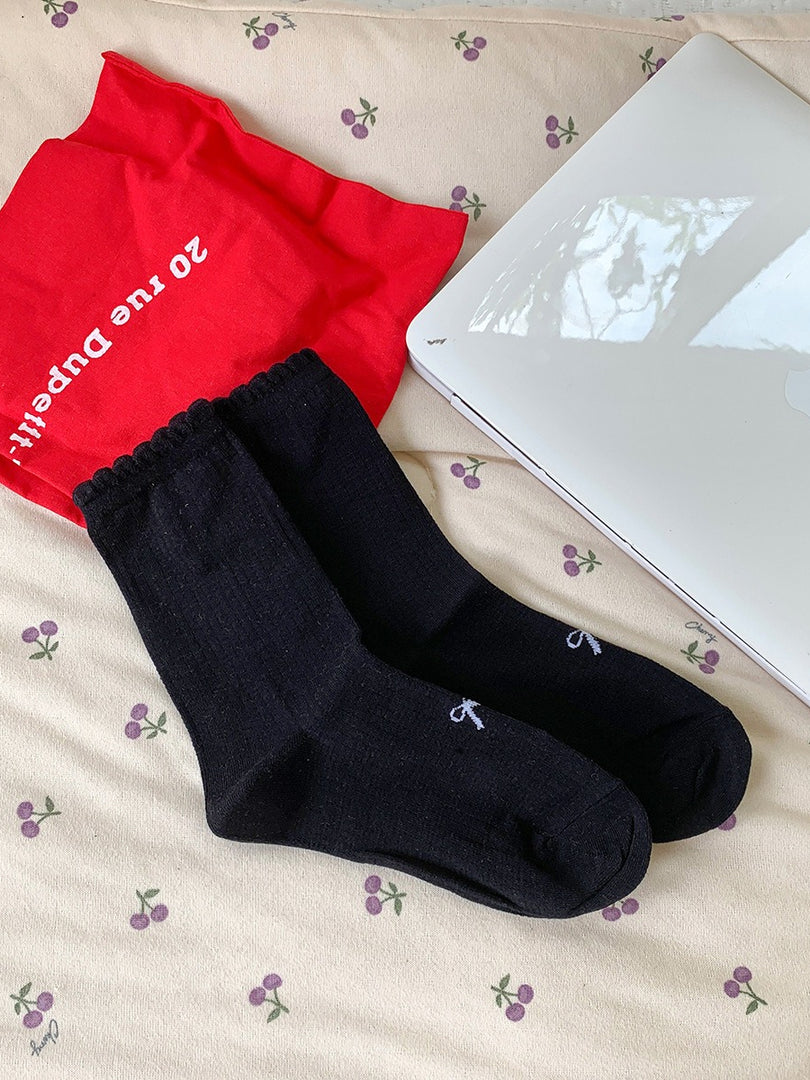 Bow Ruffle Mid Calf Socks Women N6C175