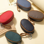 Load image into Gallery viewer, Genuine Leather Mini Coin Purse with Keychain N6E065