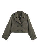 Load image into Gallery viewer, Double-Breasted Lapel Short Trench Coat Women N6G164