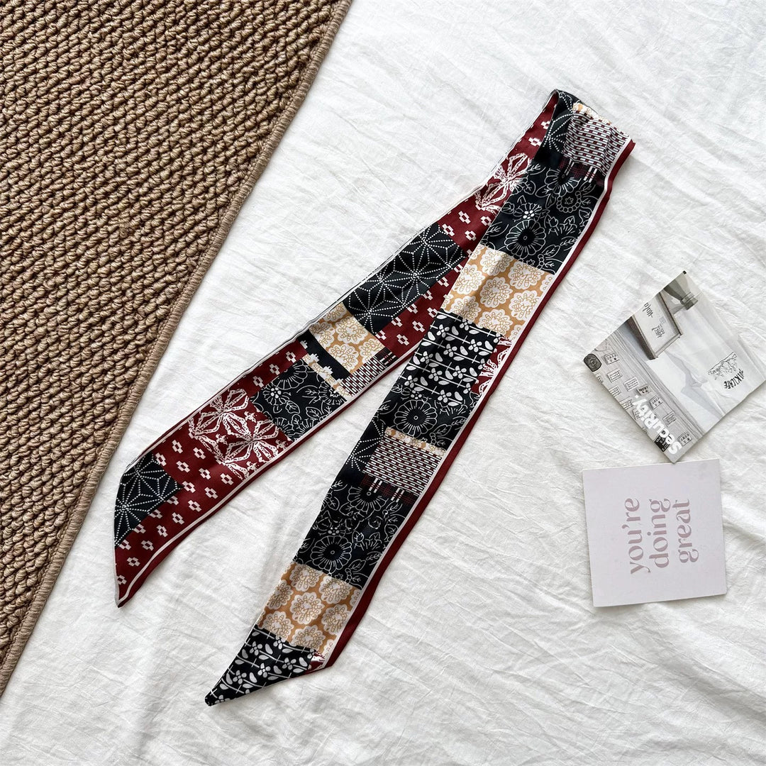 Red Silk Scarf Belt Women Waist Decorative Tie N6H335
