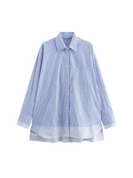 Load image into Gallery viewer, Striped Spliced Shirt Open Front Casual N6C093