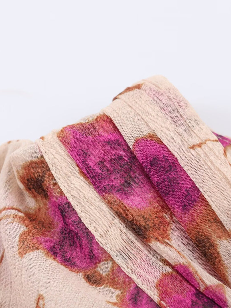 Retro Floral Layered Blouse Women N6C116