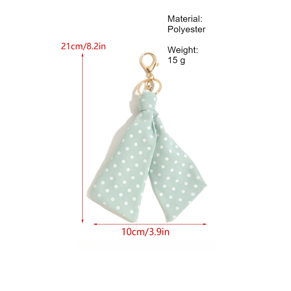 Polka Dot Fabric Bag Charm Keychain Accessory N6G114