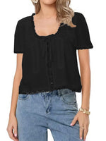 Load image into Gallery viewer, 3D Lace French Tie Organic Cotton Blouse Women N6C120