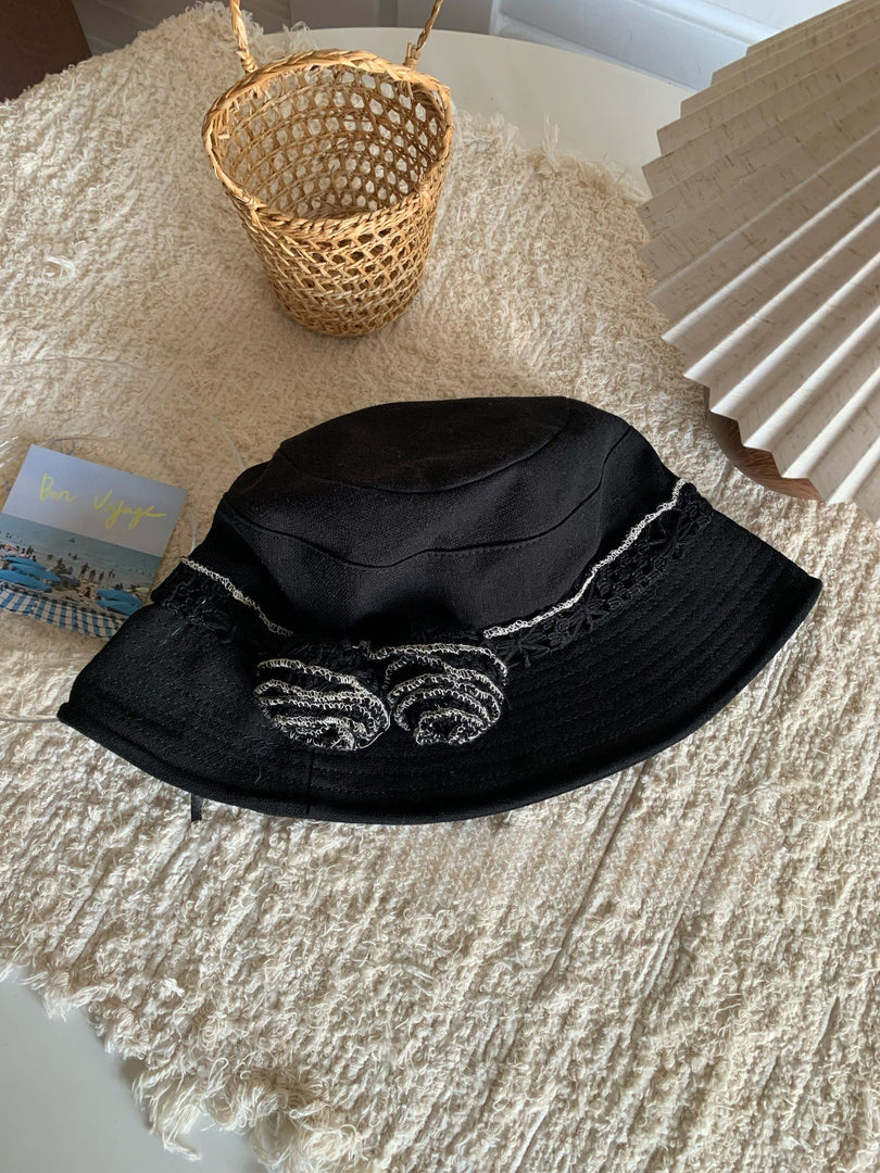 3D Flower Large Brim Bucket Hat Women N6C315