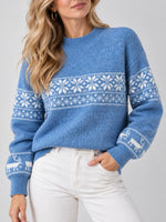 Load image into Gallery viewer, Snowflake Jacquard Half High Collar Knit Sweater N6H261
