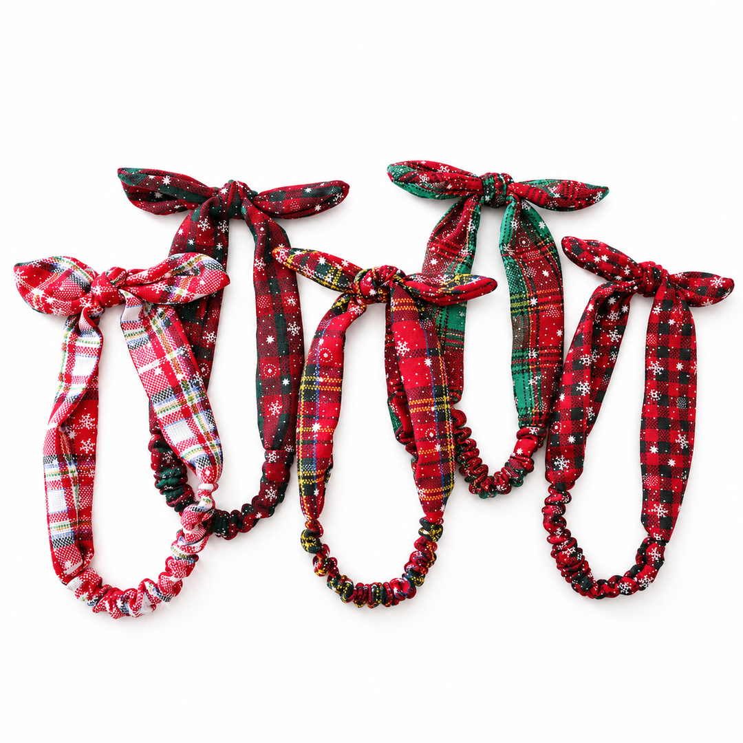 Womens Christmas Plaid Bow Headband N6K123