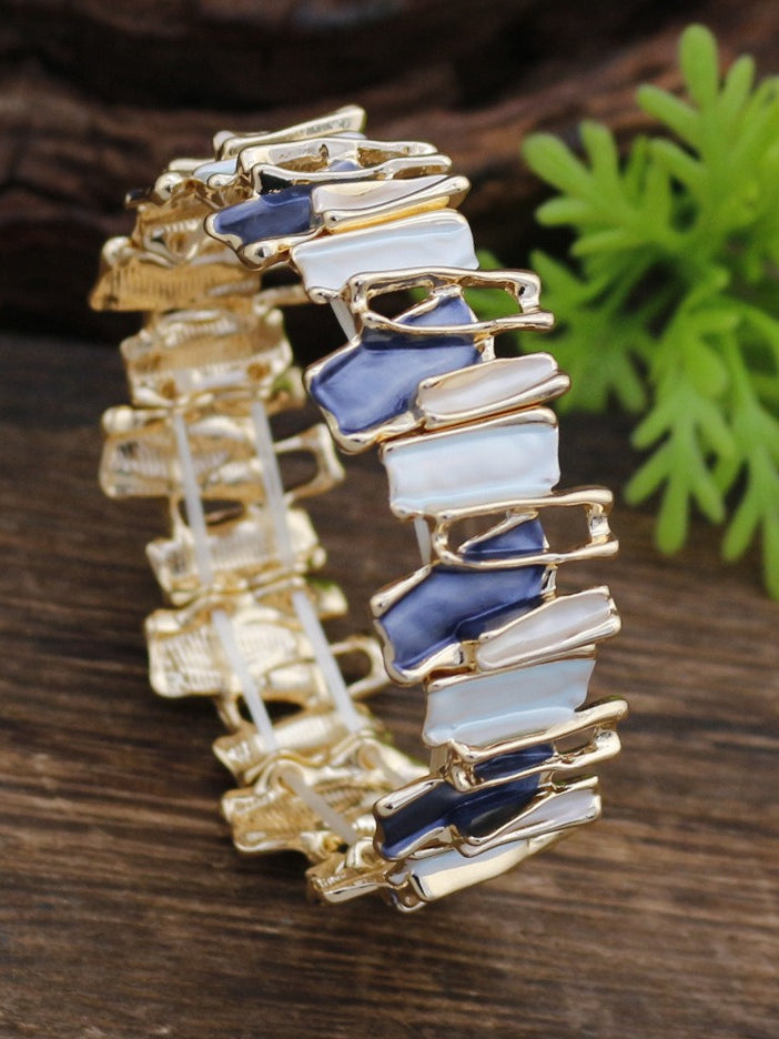 Color Drip Hand-Painted Geometric Stretch Bangle N6C213