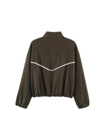 Load image into Gallery viewer, Colorblock Trim Stand Collar Jacket &amp; Pants Set Women N6H129