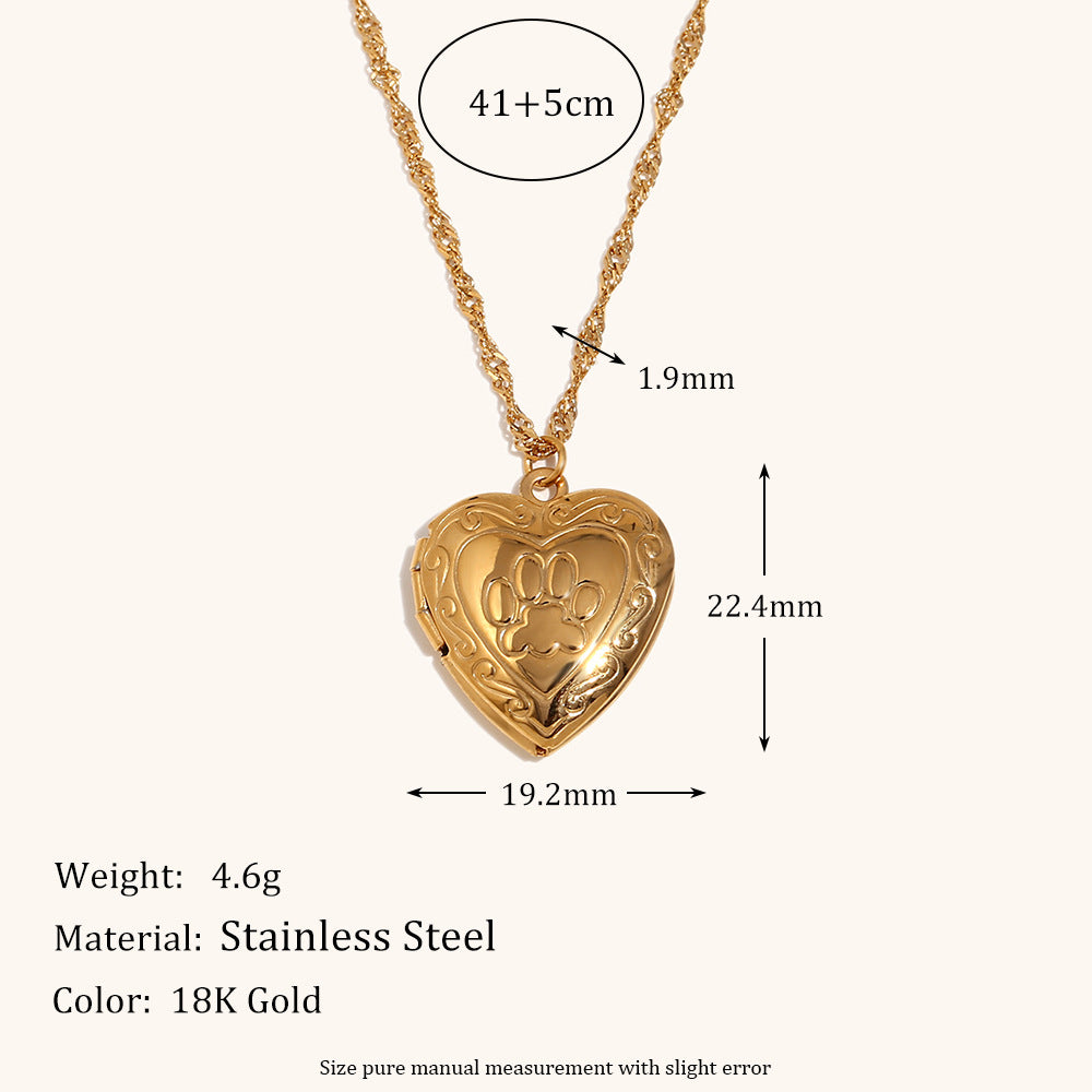Heart Locket Chalice Necklace Steel Gold Plated S5P228