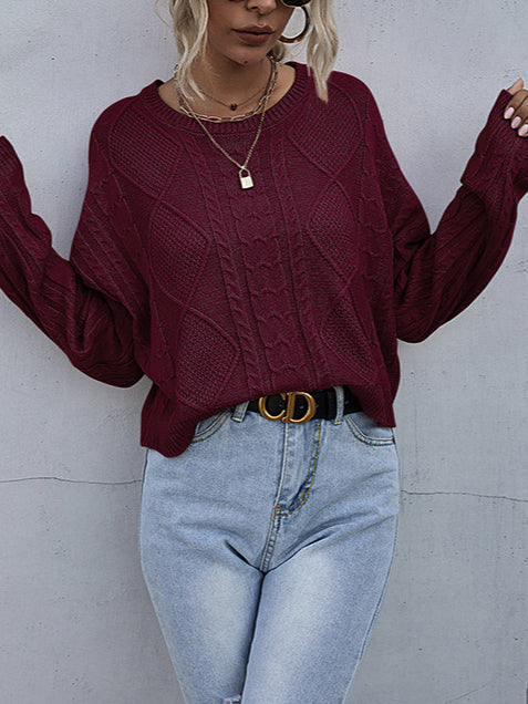 Cable Cropped Sweater Crew Lightweight N5Z500