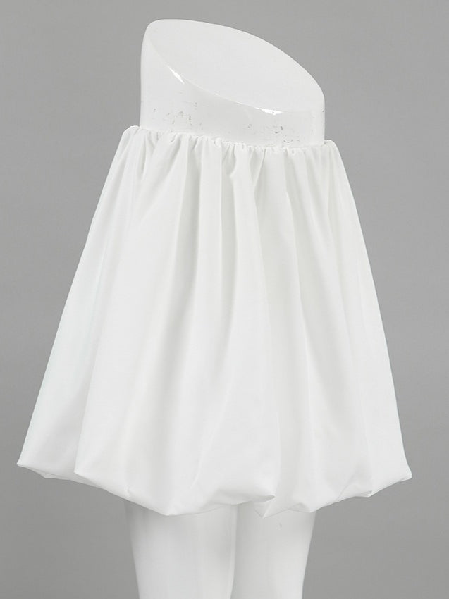 White High Waist Office Puff Skirt N6D112
