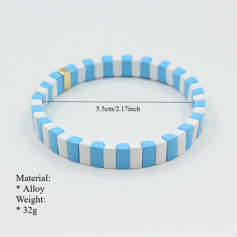 Macaron Elastic Bracelet Dual-Tone Enamel Alloy S5P043
