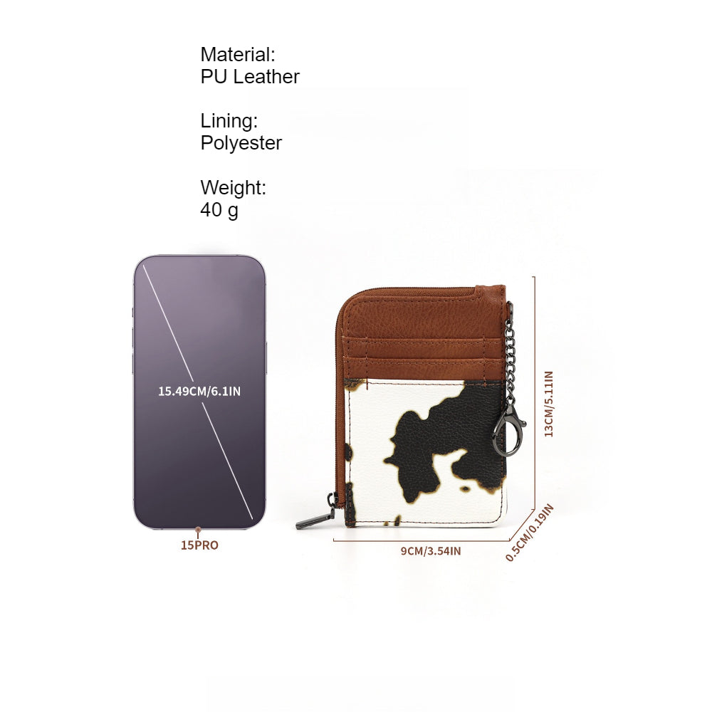 Retro Cow Card Holder Wallet PU Slim Minimalist N6G054