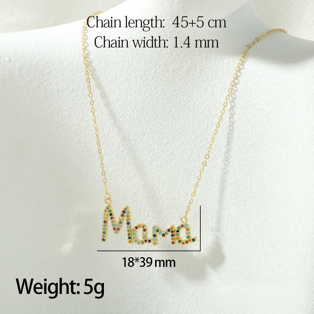 Zircon MOM Heart Pendant Necklace N6D521