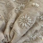 Load image into Gallery viewer, Linen Handmade Sequin Beaded Square Scrunchie N6F139