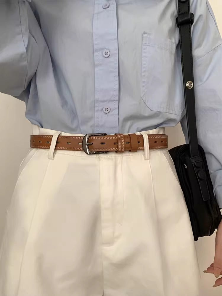 Retro Brown Belt  Fashion PU Leather Buckle Strap N6C074