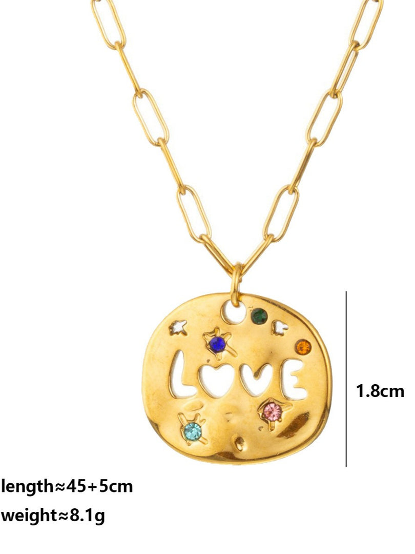 MAMA Tarot Circle Pendant 18K Gold Plated Necklace N6D534