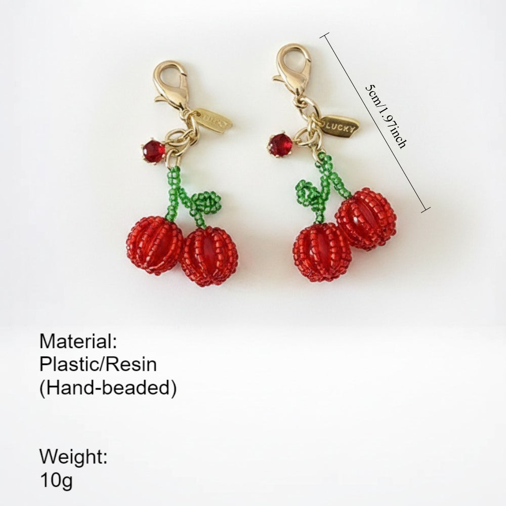 Handmade Cherry Bead Coin Purse Charm N6D045