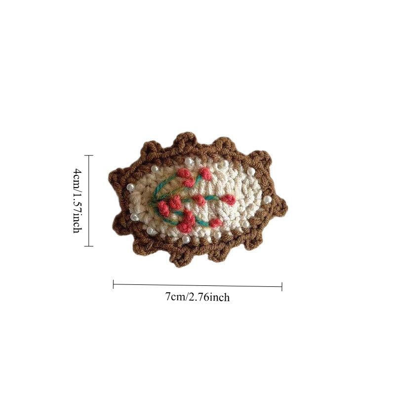Womens Hand Crocheted Pearl Floral Hair Clip N6K316