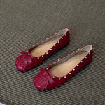 Load image into Gallery viewer, Ballet Flats with Bow and Studs Women N6C151