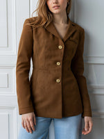 Load image into Gallery viewer, Suede Texture French Button Long Sleeve Blazer Women N6G294