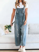 Load image into Gallery viewer, Vintage Distressed Wide Leg Denim Overalls Women N6D150
