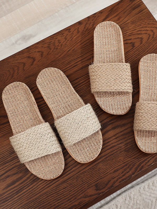Woven Linen House Slippers Women N6C227
