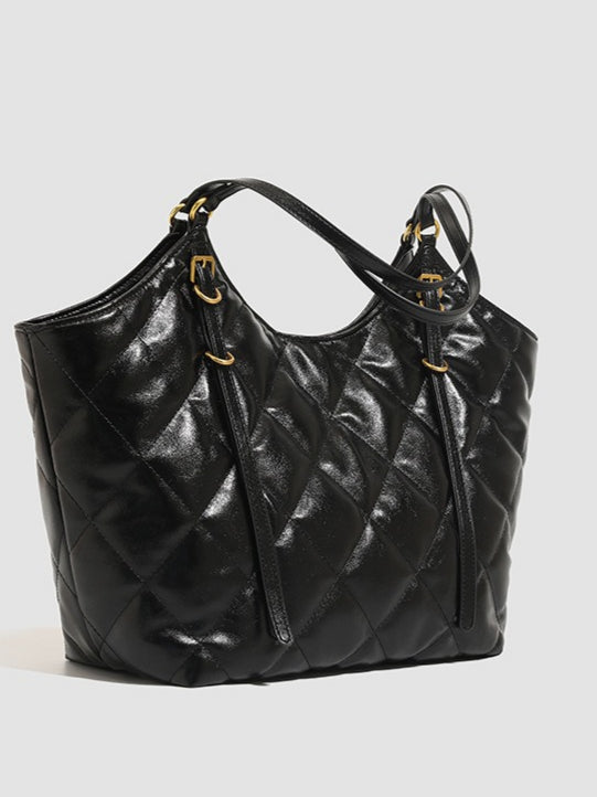 Quilted Oversized Tote Bag with Magnetic Snap N6C048