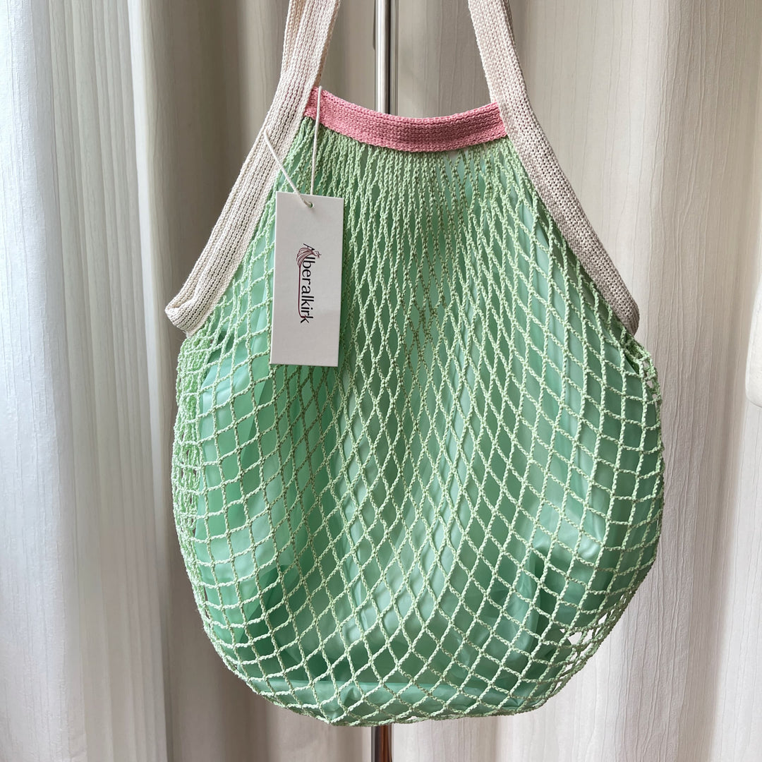 Cotton Linen Handwoven Foldable Shoulder Mesh Tote N6G131