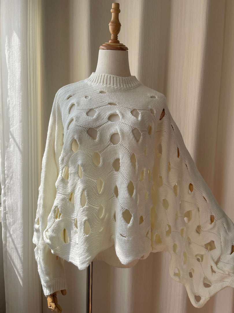 Beach Vacation Openwork Crochet Long Sleeve Sweater N6C282