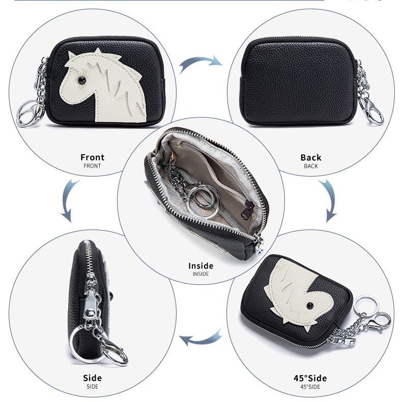 Women's Top-Grain Leather Horse Coin Purse N6J235
