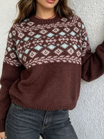 Load image into Gallery viewer, Oversized Drop Shoulder Retro Jacquard Knit Pullover N6G138