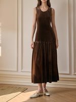 Load image into Gallery viewer, Velvet A Line Maxi Dress Sleeveless Heavyweight Mocha N5Z619