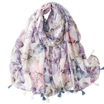 Load image into Gallery viewer, Batik Floral Fringe Shawl  M5A246