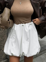 Load image into Gallery viewer, White High Waist Office Puff Skirt N6D112