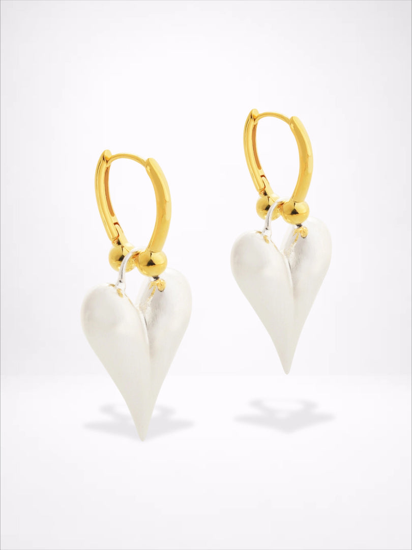 Color Block Brushed Heart Stud Earrings N6C062