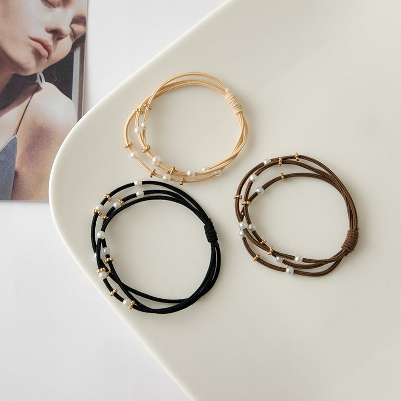 Fresh Pearl Hair Tie Basic Coffee Tone Women N6H189