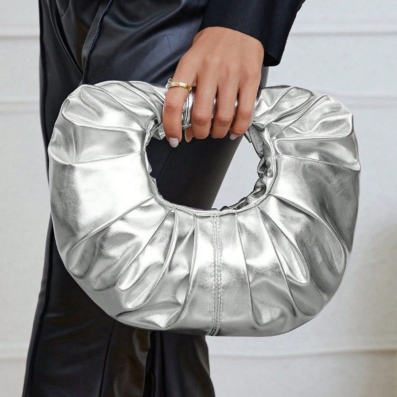 Metallic Cloud Fold Shoulder Bag Women N6E008